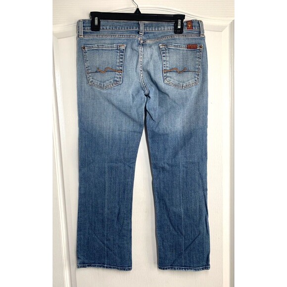 7 For All Mankind Jeans Women Size 29 Blue Boot Cut Crop Low Rise 32x26 - Picture 3 of 11